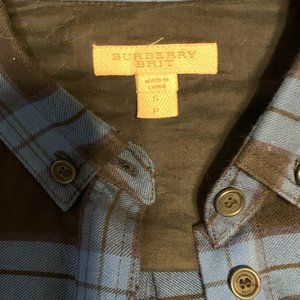 Burberry Brit blue plaid button down long sleeve small petite